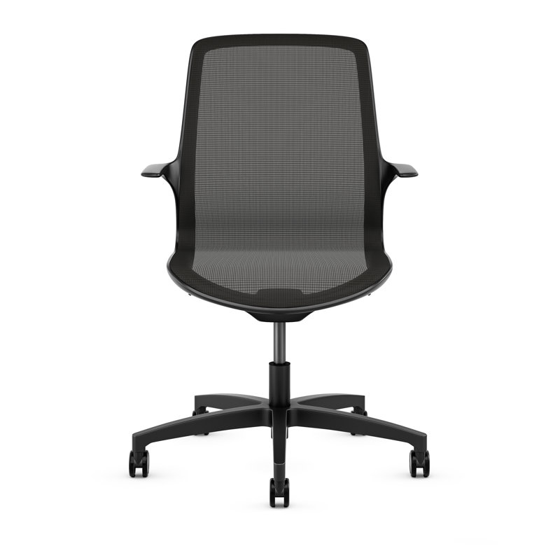 Chaise de travail ergonomique en filet Omnie, Noir mat, Noir, noir, noir, noir