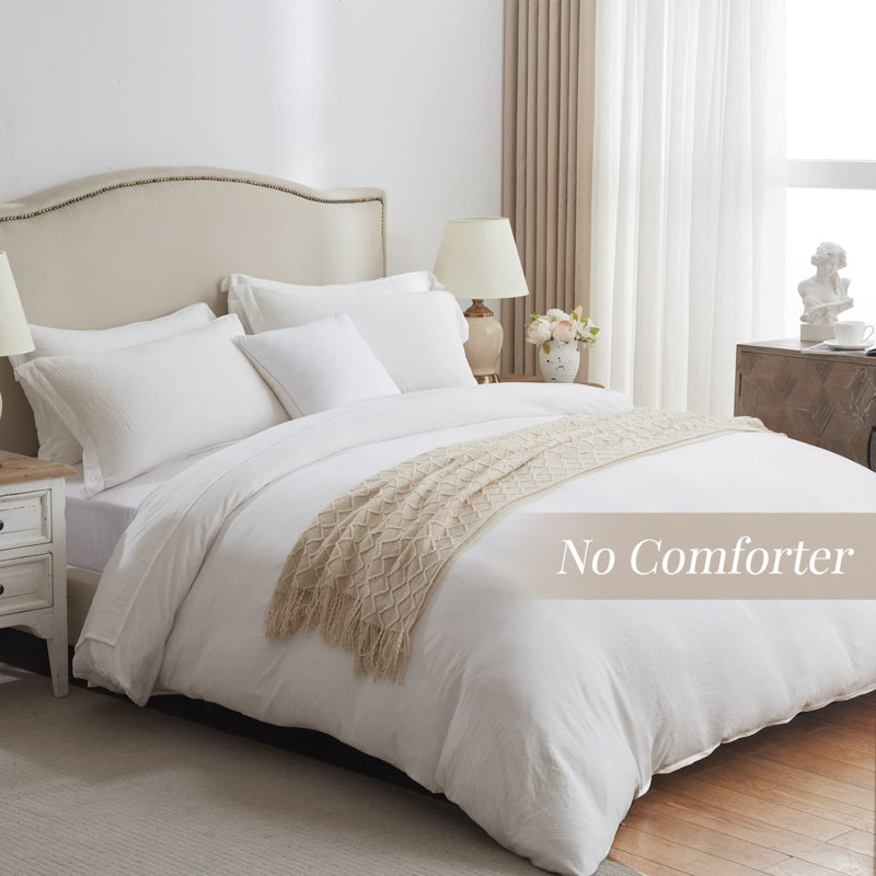 Sateen Duvet Cover, King Duvet Cover + 2 King Shams, White