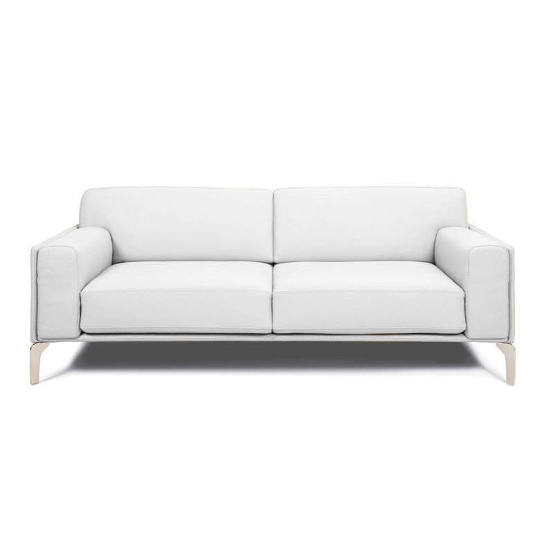 Causeuse Wonard, L 71 po, Cuir pleine fleur blanc