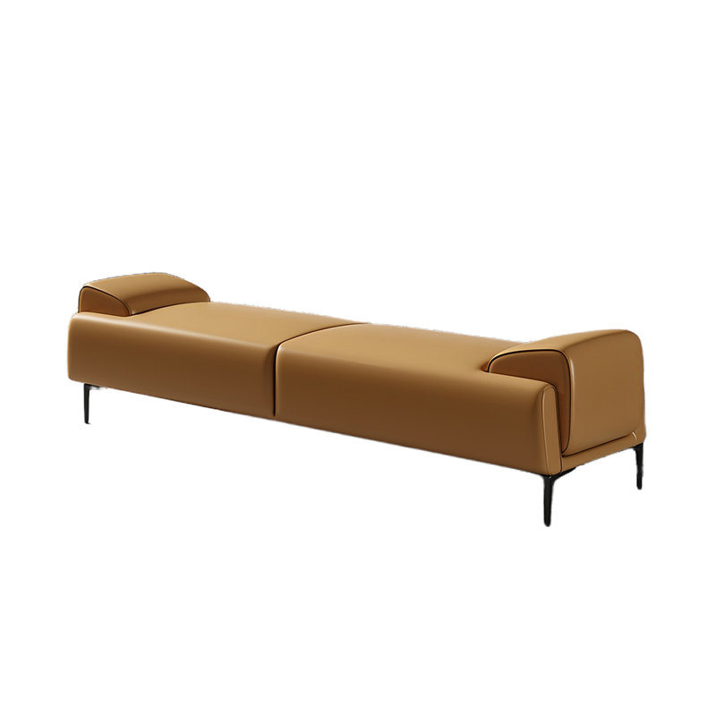 Mishonda Leather Match Upholstered Bench, Orange, 17.71" H x 70.86" W x 17.71" D