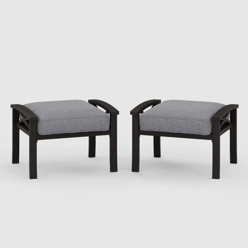 De 2 repose-pieds métalliques de 26 po toutes saisons, structure en acier kaki, coussins en mousse grise, compact pour les petits espaces de largeur 2, détente intérieure et extérieure multifonctionnelle