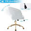 Chaise de bureau à domicile Fauteuil de bureau pivotant en velours côtelé avec accoudoirs et chaises capitonnées avec base dorée pour filles