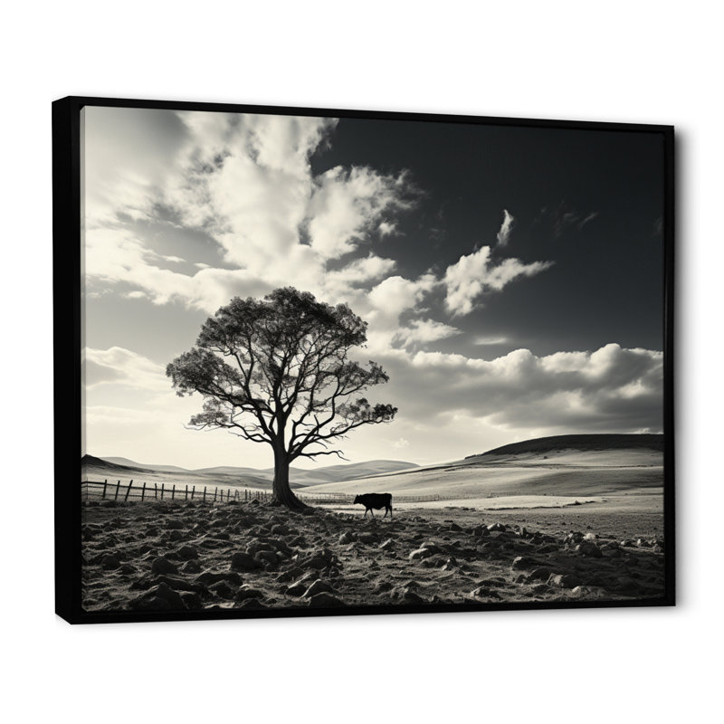 Bétail silencieux Horizon II - impression, H 16 po x l 32 po x P 1 po, Cadre flottant noir