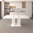 Extendable Dining Room Table For 6-10 Modern White Faux Marble Wooden Expandable Kitchen Table W/Dual Column Pedestal Base, Large Rectangle Dining Table