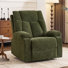 Fauteuil inclinable manuel pivotant en chenille vert olive moderne de 99 cm de large avec massage à 8 points et chauffage lombaire (ensemble de 2)