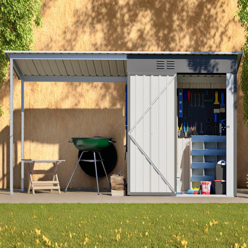 Durable 5x3FT Galvanized Steel 2-in-1 Shed & Gazebo Combo for Outdoor Storage and Activities