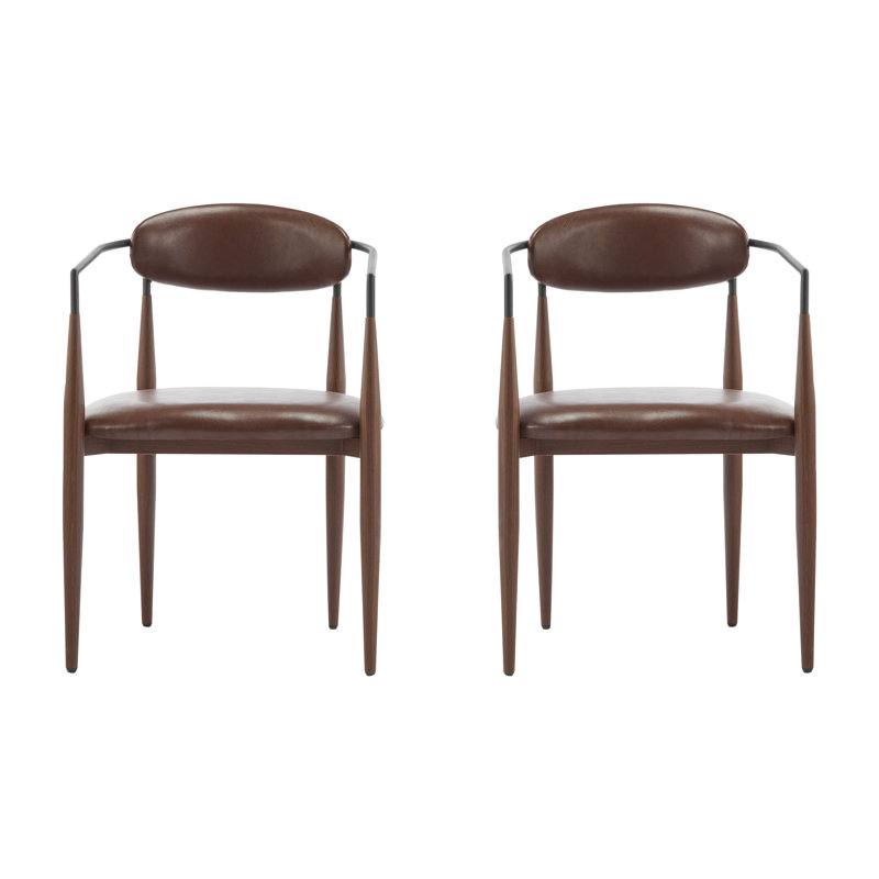 Nayalis Low Back Upholstered Dining Chairs, Walnut/Black