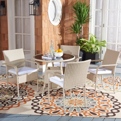 Laina Round 4 - Person Bistro Set with Cushions by Safavieh