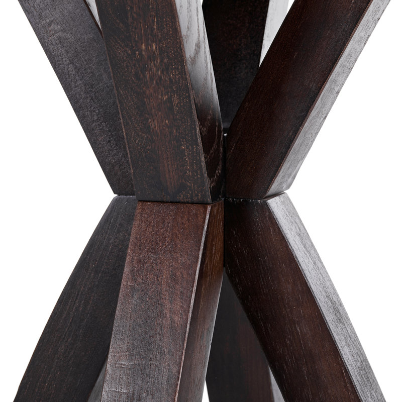  Montana Criss Cross Base Glass Top Table in Brown, Brown