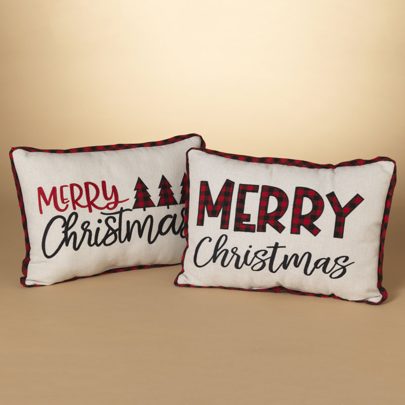 20 In. Embroidered Merry Christmas Throw Pillows Set Of 2
