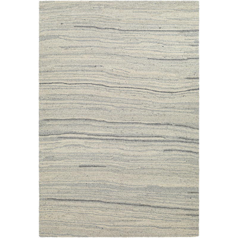 Abstract Handmade Tufted Wool Gray/Beige Area Rug, Rectangle 8'10" x 12'