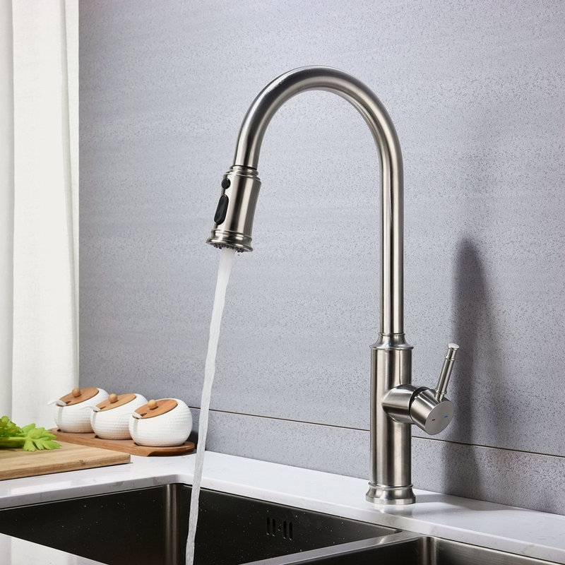 Kitchen Faucet With Pull Out Sprayer, Brushed Nickel