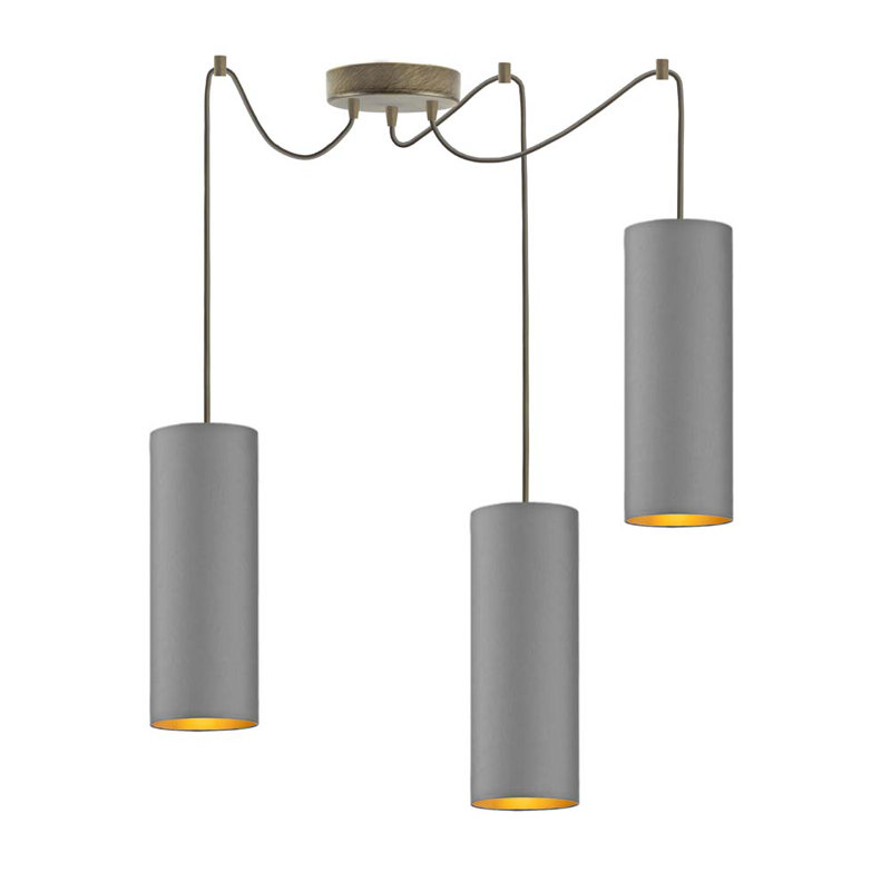 3 - Light Kitchen Island Pendant, Grey, Gold