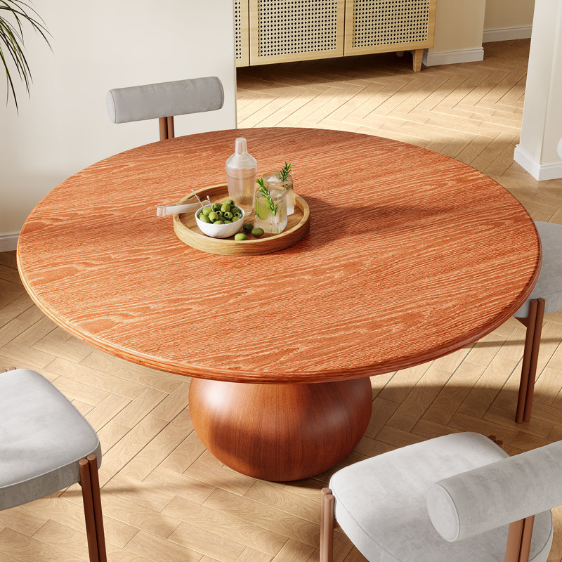 Solid Wood Round Pedestal Dining Table Seats 4/6/8/10, 29.52"H x 47.24"L x 47.24"W