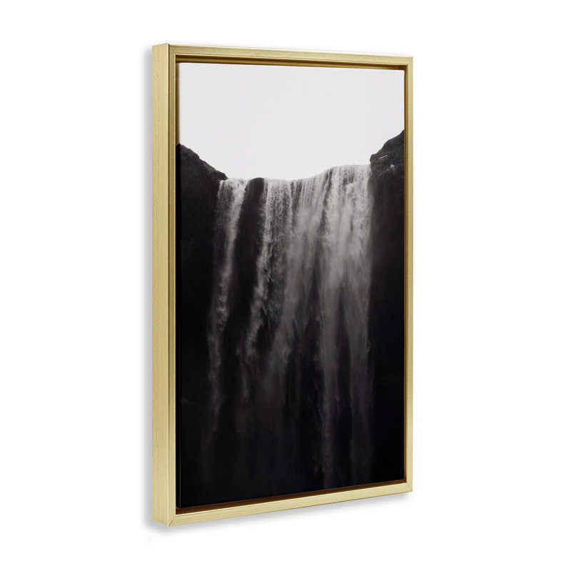 Cadre flottant Skogafoss, H 31 po x l 21 po, Cadre flottant métallique doré