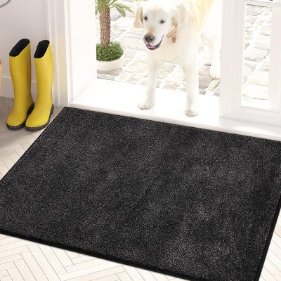 Tapis d'entrée anti-salissures 24 po x 35,5 po, tapis d'entrée anti-dérapant, tapis d'entrée pour chien, tapis d'entrée super absorbant pour chaussures boueuses et pattes, gris anthracite