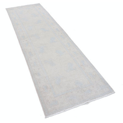 3x9 ft Handknotted Wool Runner Rug, Beige Corridor Runner, Stair Runner Rug, Kitchen Runner Rug