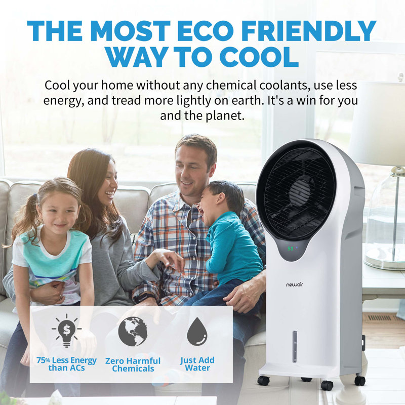 Newair Evaporative Air Cooler and Portable Cooling Fan in White , 3 Fan Speeds, 470 CFM