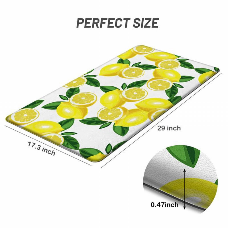 Tapis anti-fatigue citron, Rectangle 1 pi 5 po x 2 pi 5 po, Blanc, jaune et vert