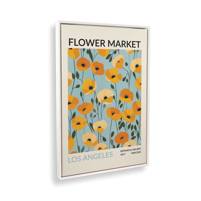 Marché aux fleurs de Los Angeles, Cadre flottant blanc opaque, H 18,75 po x l 12,75 po