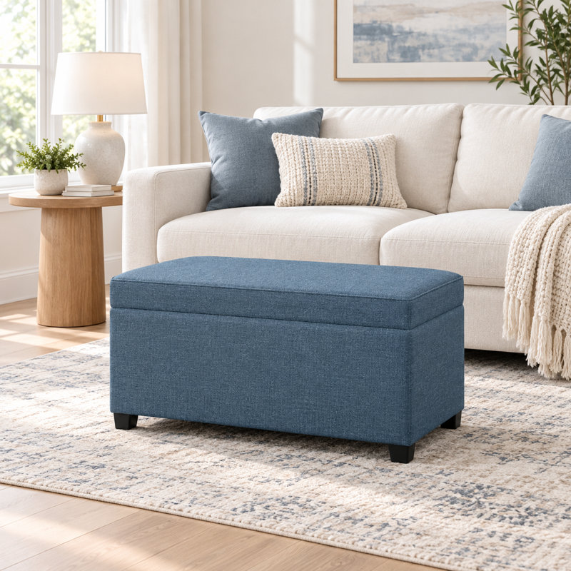 Banc de rangement avec repose-pieds 32 po, Marine
