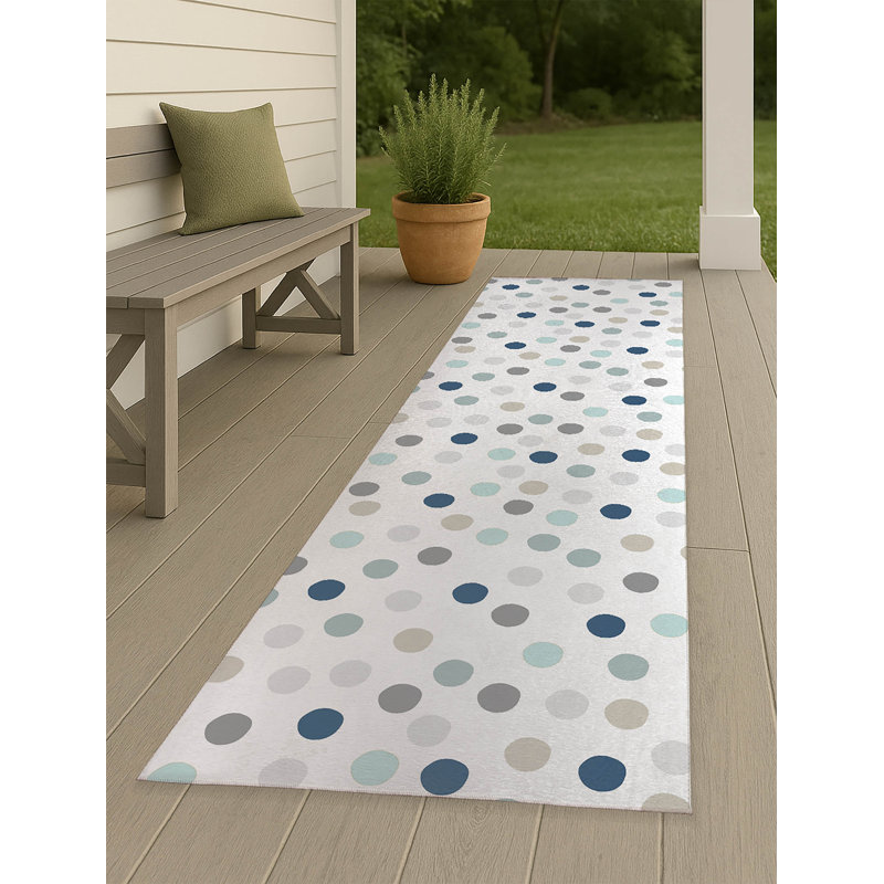 Always Polka Non-Slip Outdoor Rug, Runner 2'6'' x 8'