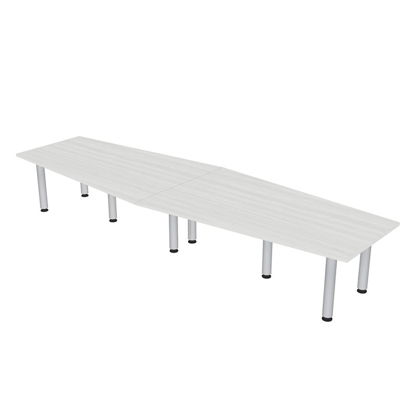 Table hexagonale avec pieds Nyemia, Cyprès blanc, L 120 po x l 48 po, Argent argent