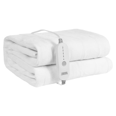 Très grand matelas chauffant de taille très grand 78 po x 80 po, fabrication en molleton doux, chaleur instantanée, séparation de la température à gauche et à droite, 5 niveaux, mise hors tension automatique de 10 heures, pouces blancs, tissu, rapide