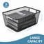 Ensemble de 3 paniers de rangement en fil métallique avec poignées - Paniers de rangement robustes en maille de fer noir - Paniers empilables et polyvalents pour livres et documents