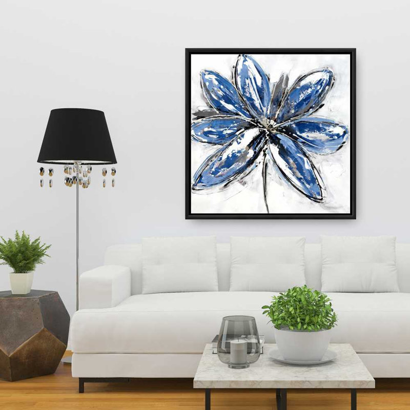 Pétale bleue - Toile encadrée florale botanique pour la décoration intérieure