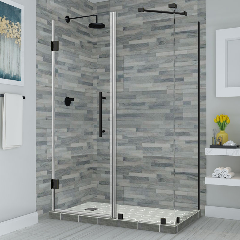 Cabine de douche rectangulaire à charnière sans cadre 59,25 po x 72 po Bromley