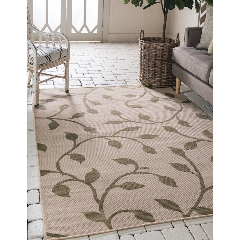 Outdoor Veranda Area Rug Vines Color, Rectangle 8' x 11'4"