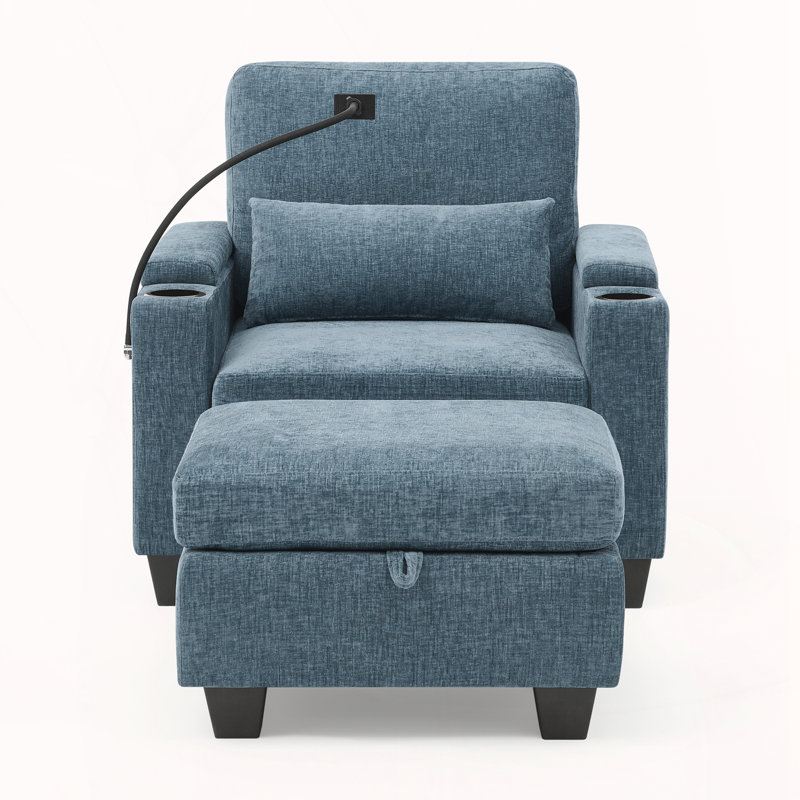 Canapé inclinable simple avec dossier réglable manuellement, Bleu