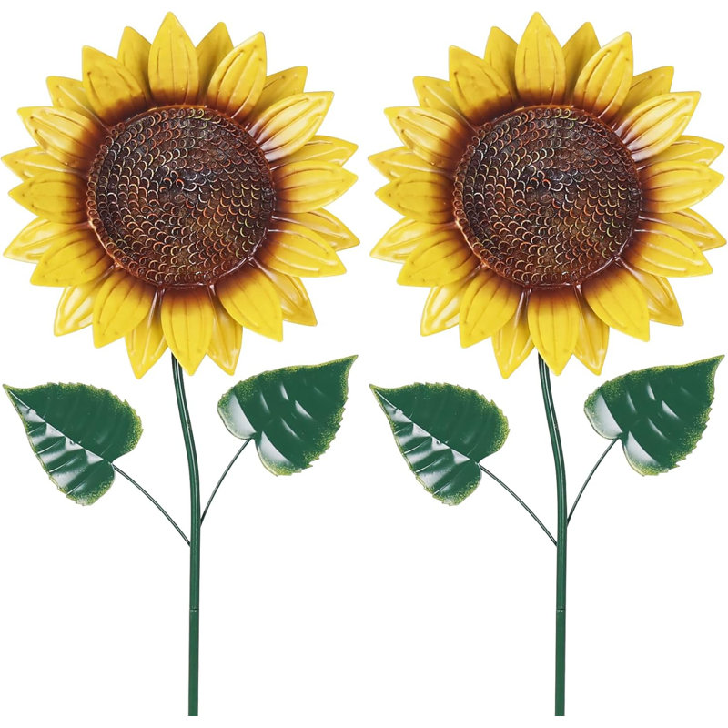 Ensemble de 2 piquets de jardin tournesol décoratifs