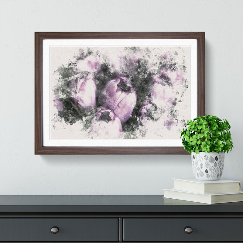 The Purple Tulips - Picture Frame Painting Print, 45cm H x 63cm W x 2cm D, Walnut Framed