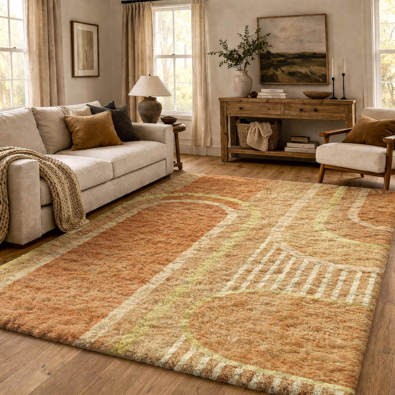Tapis à poil long de qualité supérieure lavable à la machine ADS532, Terracotta, 3' x 5'