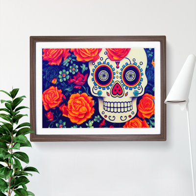 Wondrous Floral Sugar Skull - Single Picture Frame Painting