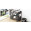 Lit mezzanine simple avec bureau en U, tiroirs et étagère de rangement brun antique