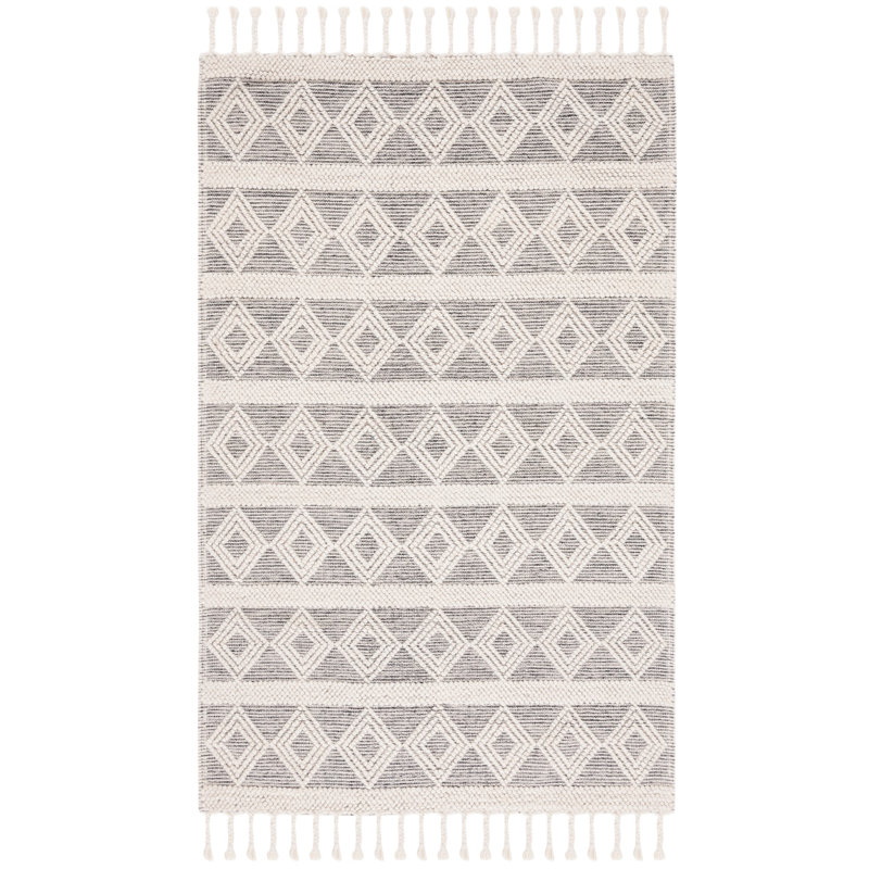 Tapis Natura 307 blanc / gris Nat307A, Rectangle 8 pi x 10 pi