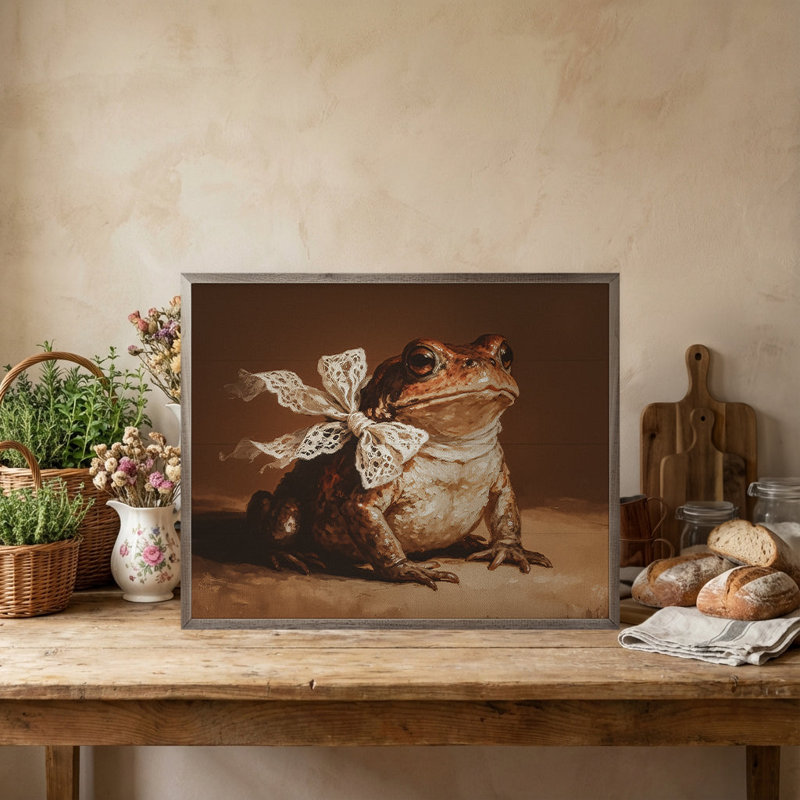Crapaud avec un arc, 16" H x 20" W