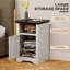 Ensemble de 2 tables d'appoint, table de chevet avec prises de recharge, blanc