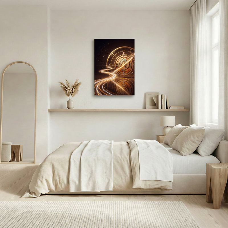 Art mural sur toile Golden Celestial Astrolabe, H 18 po x l 12 po