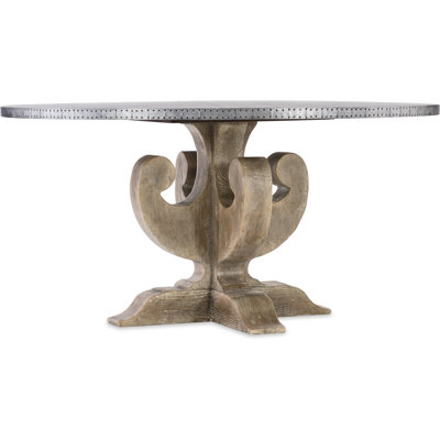 Boheme Round Metal Top Solid Wood Base Dining Table