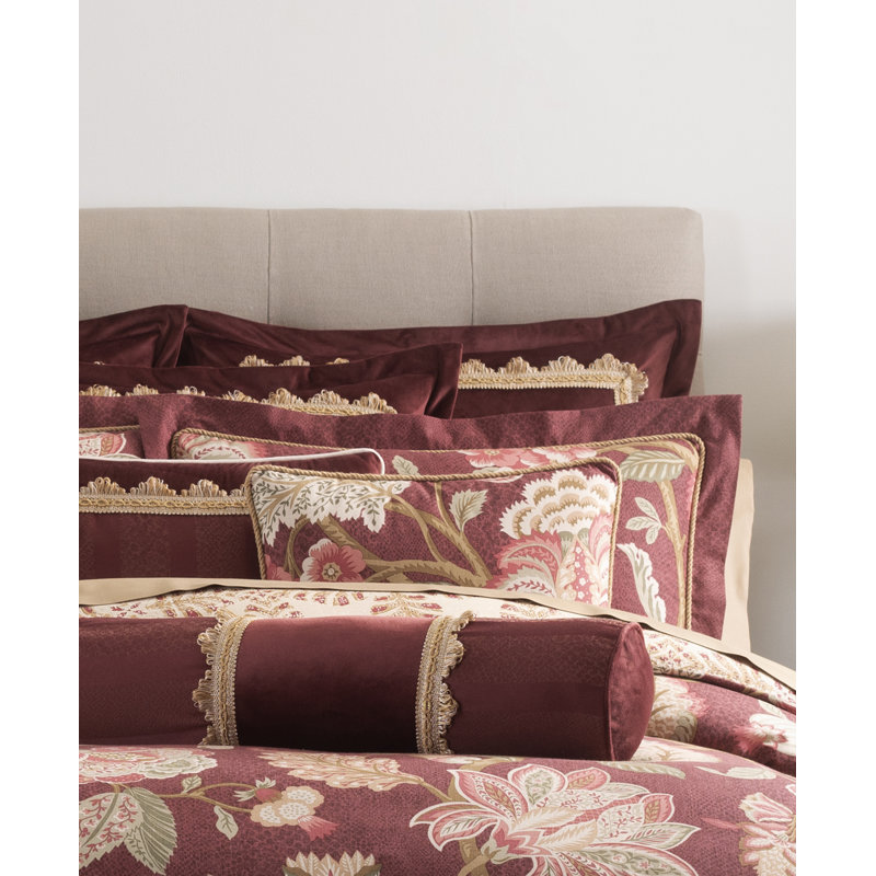 Appliqued Cotton Reversible Throw Pillow