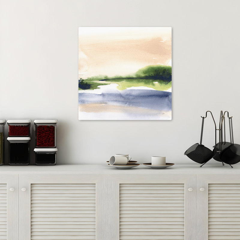 Pond View Ii, art abstrait contemporain, H 18 po x l 18 po