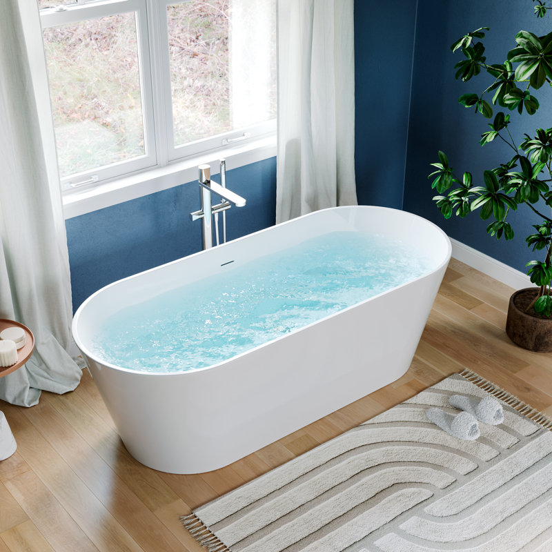 59.8" X 28.7" Freestanding Soaking Acrylic Bathtub