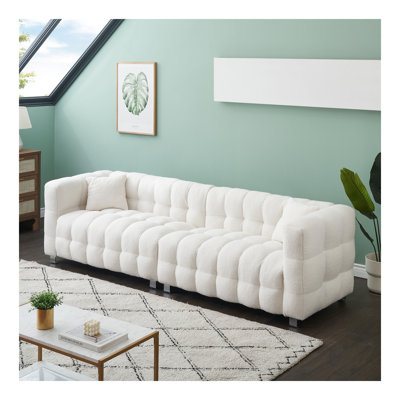Canapé spacieux en molleton pour le salon, la chambre à coucher ou un appartement - livré avec deux coussins décoratifs confortables et supporté par des pieds en quincaillerie robuste