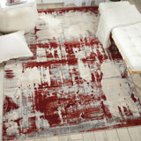 Heeter Abstract Ivory/Red Area Rug