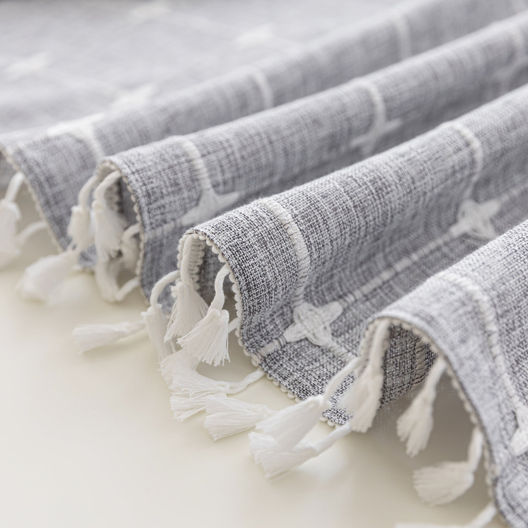 Clairece Geometric Tassels Shower Curtain with Snap-in Liner, No Hooks Required Dakota Fields 