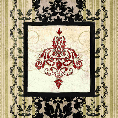 Damas rouge crème, impression sur toile tendue
